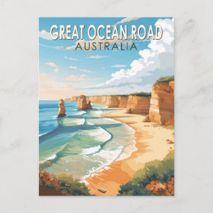 Cartão Postal Excelente Ocean Road Austrália Viagem Art Vintage