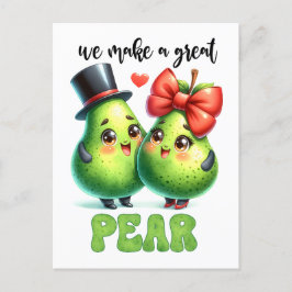 Cartão Postal Excelente Pear Punny Namorados Engraçado