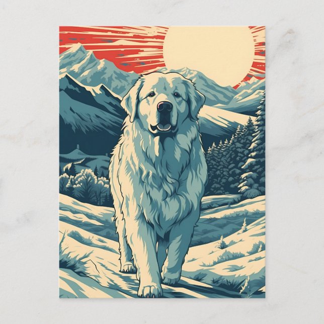 Cartão Postal Excelente-Pirenéus nas montanhas de hoje no pôr do (Frente)