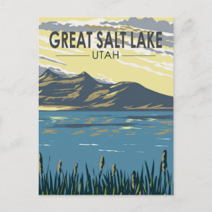 Cartão Postal Excelente Salt Lake Utah Viagem de Art Vintage