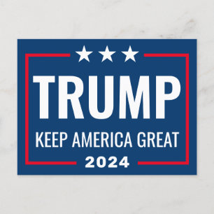 Cartão Postal Excelente Trump 2024 Keep America - azul vermelho