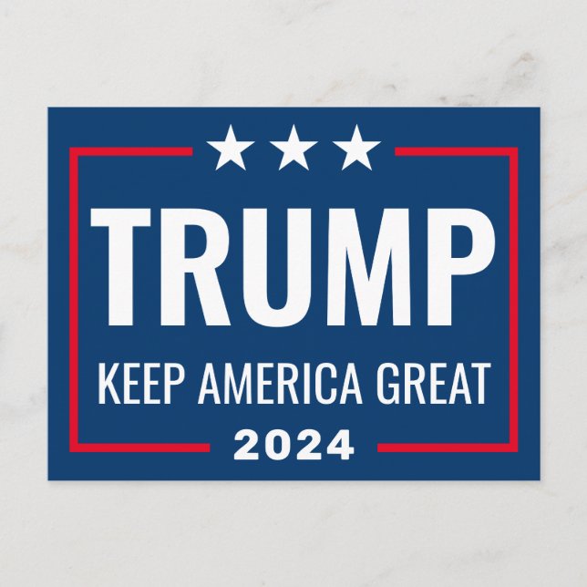 Cartão Postal Excelente Trump 2024 Keep America - azul vermelho (Frente)