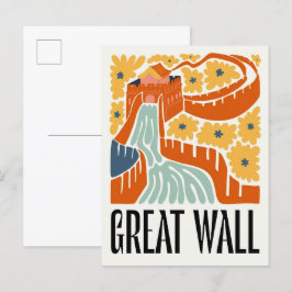 Cartão Postal Excelente Wall China abstrato viagem arte floral