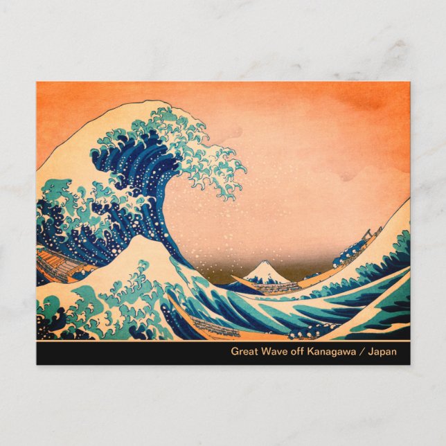Cartão Postal Excelente Wave off Kanagawa & Japonês Art /Japão (Frente)