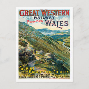 Cartão Postal Excelente Western Rail Picturesque Wales Poster do