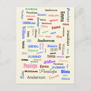 Cartão Postal Exclusivo Personalizado da Nuvem da Família de Nat