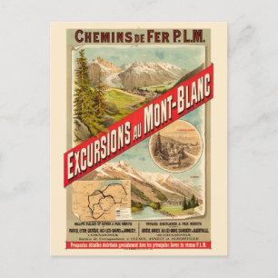 Cartão Postal Excursions au Mont-Blanc Poster vintage 1889