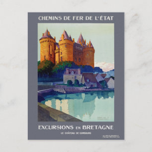 Cartão Postal Excursões na Bretanha França Cartaz Vintage 1923