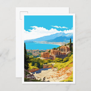 Cartão Postal Exemplo de Taormina Itália Viagem Vintage