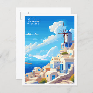 Cartão Postal Exemplo de viagens vintage de Santorini England
