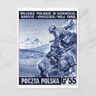 Cartão Postal Exército Polonês da Segunda Guerra Mundial em Narv