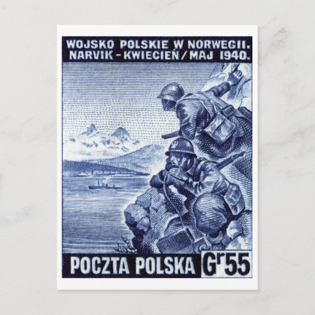 Cartão Postal Exército Polonês da Segunda Guerra Mundial em Narv (Frente)