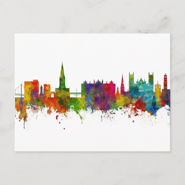 Cartão Postal Exeter England Skyline (Frente)
