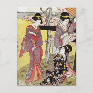 Cartão Postal Exibição de Cereja em Gotenyama por Kitagawa Utama