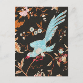 Cartão Postal Exotic Asian Birds And Flowers Embroidery