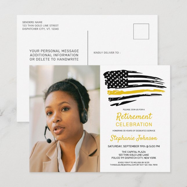 Cartão Postal Expeditor Personalizado Foto Thin Dourado Retireme (Frente/Verso)