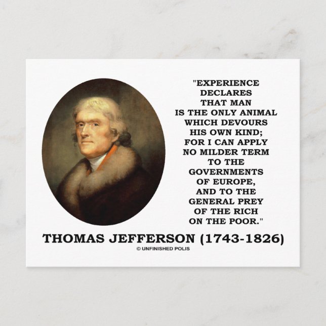 Cartão Postal Experiência de Thomas Jefferson: Homem Devora a Pr (Frente)