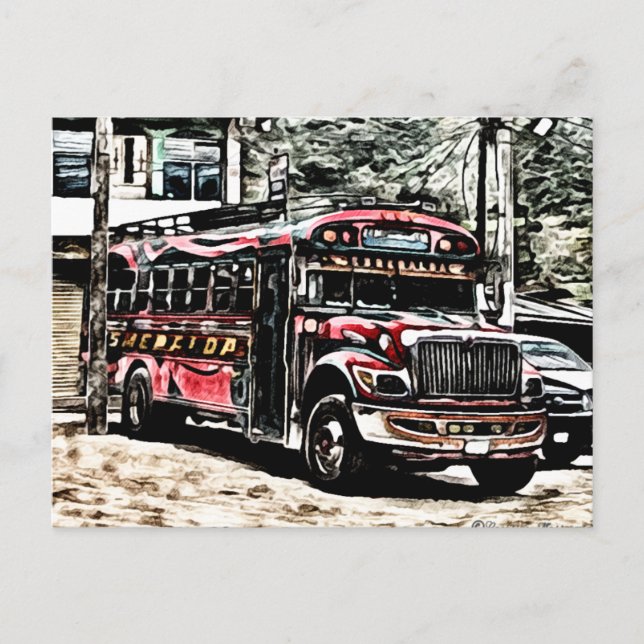 Cartão Postal Experimente o ônibus de frango na Guatemala (Frente)