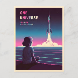 Cartão Postal Exploração do Espaço Vaporwave LoFi 80s