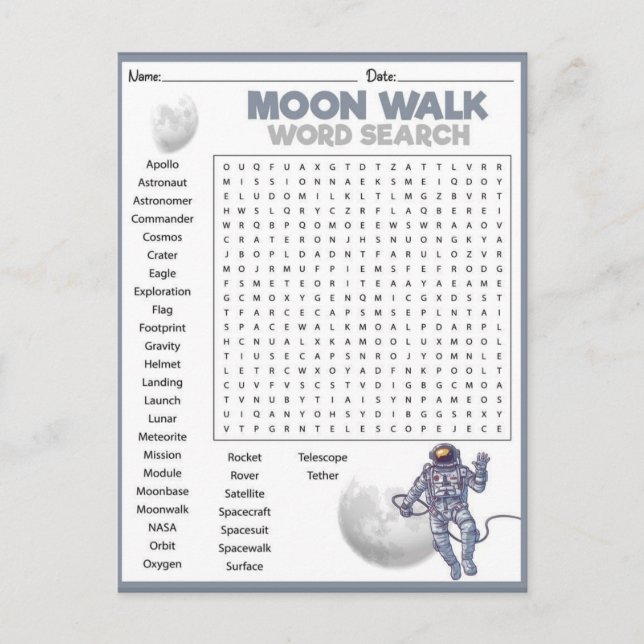 Cartão Postal Exploração Espacial Caminhada na Lua (Frente)