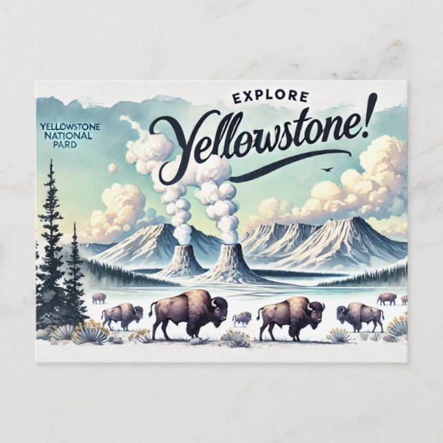 Cartão Postal Explorar Yellowstone (Frente)