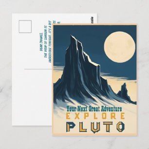 Cartão Postal Explore Cartaz de Viagem Vintage Plutão - Espaço R