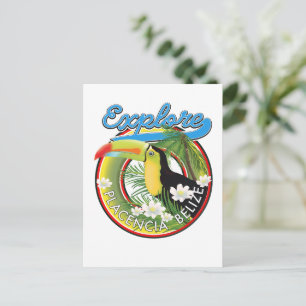 Cartão Postal Explore Placencia Belize logotipo de viagem