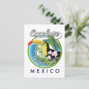 Cartão Postal Explore Troncones Logotipo Retroativo do México