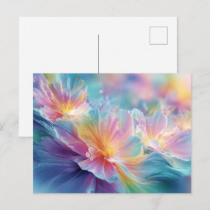 Cartão Postal Explosão floral cósmica abstrata em pastel