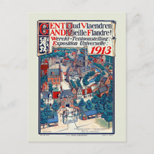 Cartão Postal Expo Mundial de 1913 Gand Old Flandres Histórica