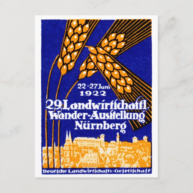 Cartão Postal Exposição Agrícola de Nuremberga 1922 (Frente)
