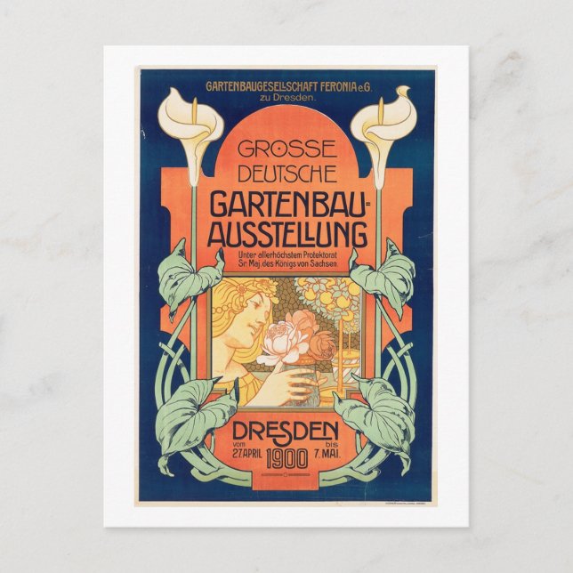 Cartão Postal Exposição De Jardinagem, Dresden 1900 Vintage (Frente)