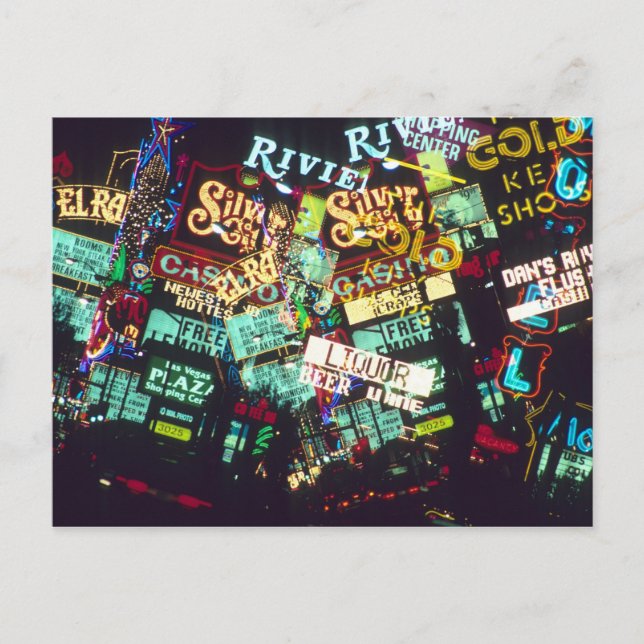Cartão Postal Exposição dupla, sinais de casino, Las Vegas, (Frente)