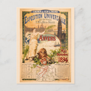 Cartão Postal Exposição Mundial Antuérpia de 1894