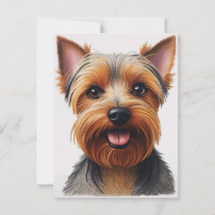 Cartão Postal Expressivo CloseUp Yorkshire Terrier Dog Portrait
