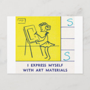 Cartão Postal Expresso-me com materiais de arte
