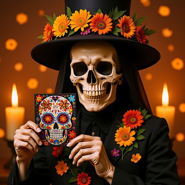 Cartão postal 💀 Exquisite Día de Muertos (Custom text 💀Exquisite Día de Muertos Postcard)