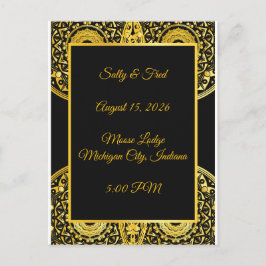 Cartão Postal Exquisite High Resolution, Black And Gold Wedding