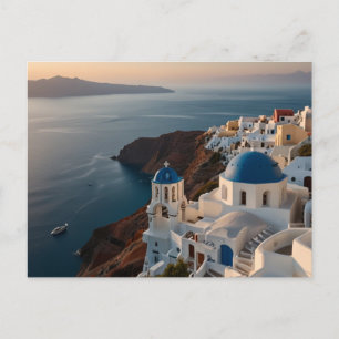 Cartão Postal Êxtase do Pôr do Sol em Santorini