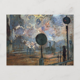 Cartão Postal Exterior da Gare Saint-Lazare por Claude Monet