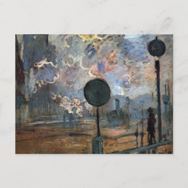 Cartão Postal Exterior de Gare Santo-Lazare por Claude Monet (Frente)