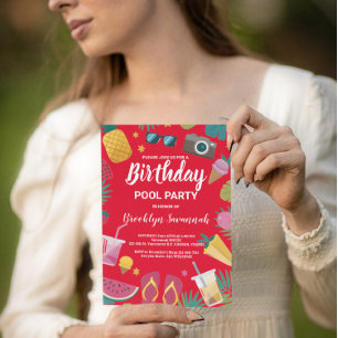 Cartão Postal Extravagância de Festa de Aniversário no Pool com