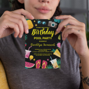 Cartão Postal Extravagância de Festa de Aniversário no Pool com 