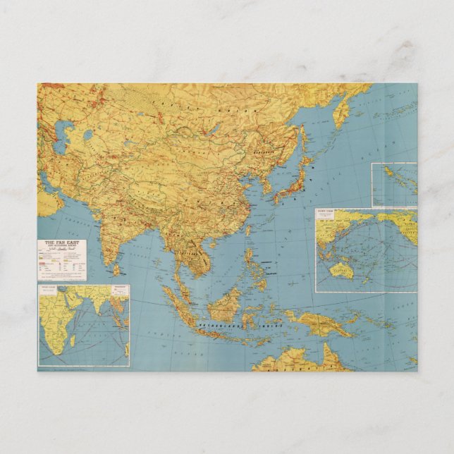 Cartão Postal Extremo Oriente e zonas limítrofes (Mapa 1943) (Frente)