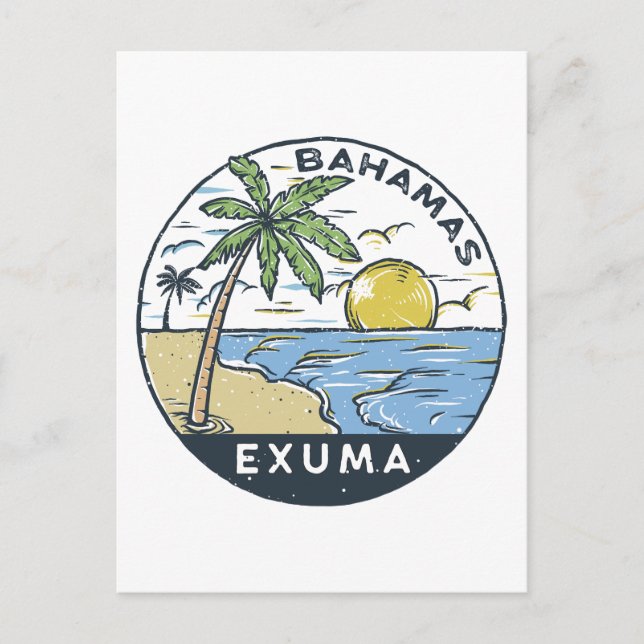 Cartão Postal Exuma Bahamas Vintage (Frente)