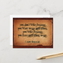 F. Scott Fitzgerald Inspirational Cote "Escrever"
