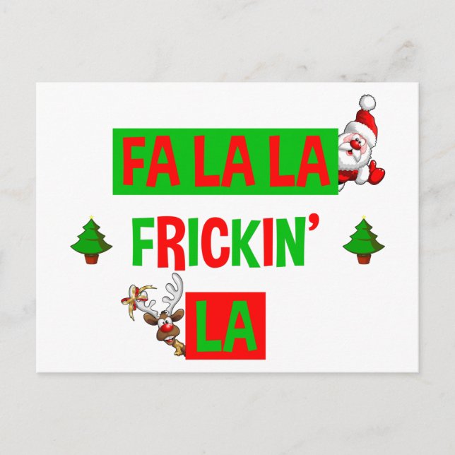 Cartão Postal Fa La Frickin' La Funny Holiday Natal (Frente)