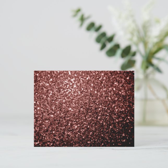 Cartão Postal Faaux Glitter Brown Red Faux (Em pé/Frente)