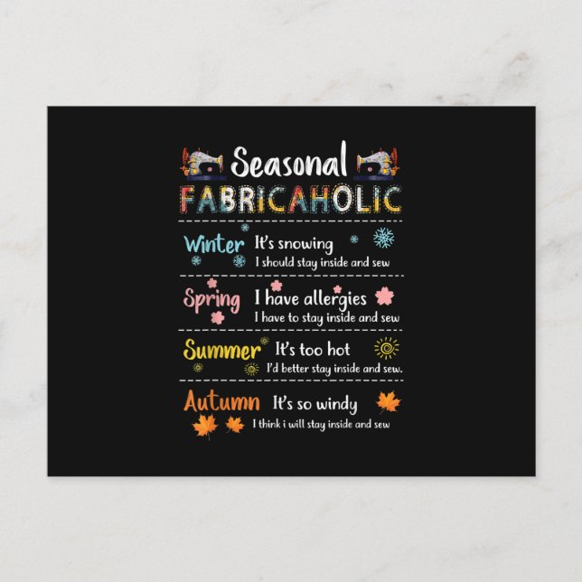 Cartão Postal Fabricahólico Sazonal Inverno Primavera Verão Outo (Frente)