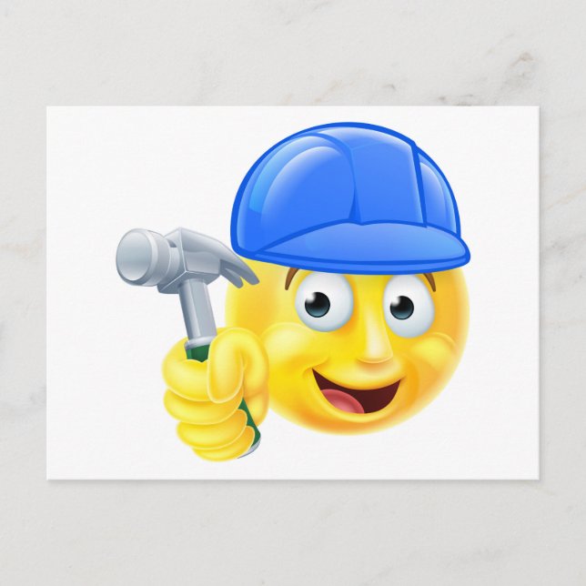 Cartão Postal Fabricante de Carpinteiros de Homem Portátil Emoji (Frente)